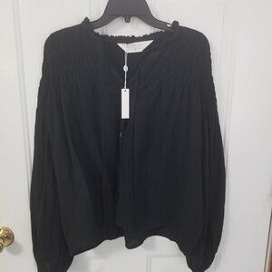 Womens Black Blouse Gauze NWT